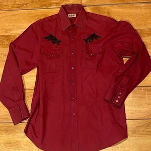 Ely Cattleman Western Shirt Mens 19 In Shoulder 23 In Chest Red Black Cowboy